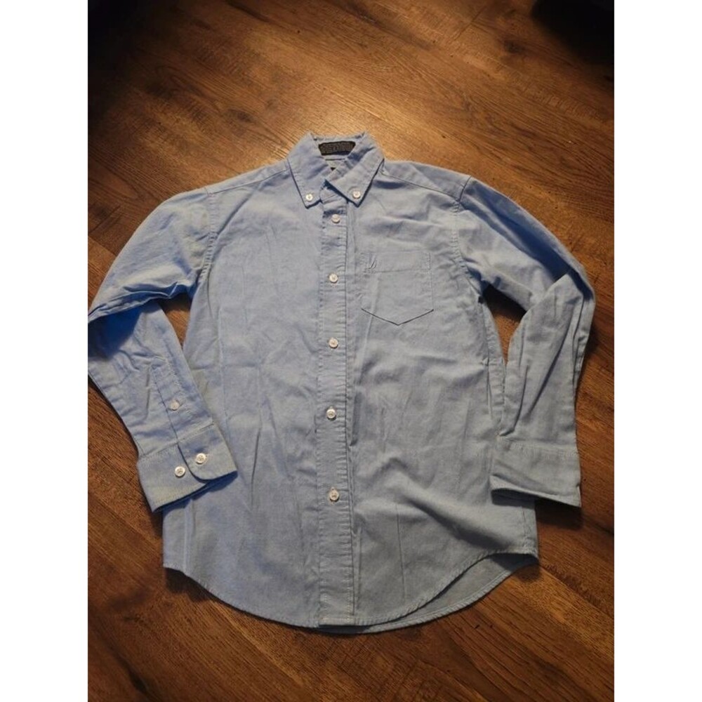 Nautica Boys Size 8 Blue Oxford Shirt Long Sleeve Button Up Dress Casual